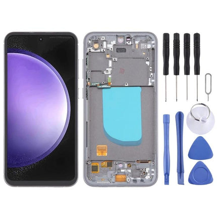Samsung Galaxy S23 FE screen for everyday mobile tasks replacement LCD digitizer assembly with frame and repair tools