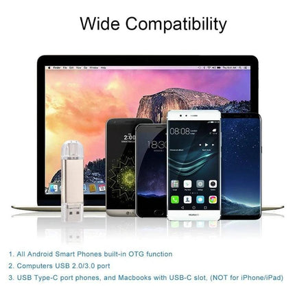 A Compact 32GB USB Drive for Daily File Transfers on Devices - compact USB drive next to laptop and smartphones showing wide compatibility