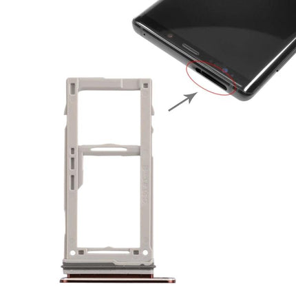 Samsung Galaxy Note9 SIM Card Tray for Daily Phone Essentials replacement tray next to phone showing SIM/microSD slot