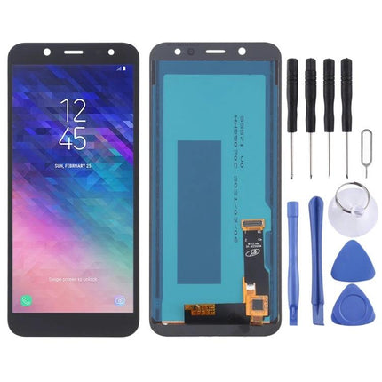 Replacement Screen for Samsung Galaxy A6 2018 Daily Use - full replacement display and tool kit showing front panel and installation tools