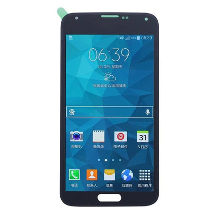 Samsung Galaxy S5 Replacement Screen For Everyday Phone Use - front black replacement screen assembly showing home screen and icons