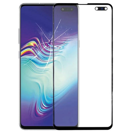 Replacement Screen Glass for Samsung Galaxy S10 5G Everyday Use - front glass panel showing cracked phone and replacement part