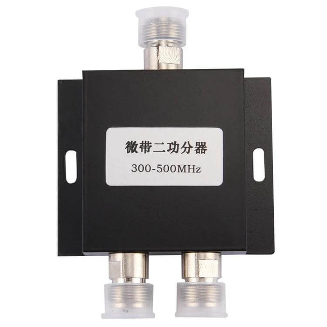N Female 2-Way Power Splitter for Indoor Communication Systems black 300-500MHz indoor signal divider with three N female connectors