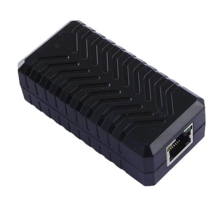 Plug and Play POE Extender for IP Cameras and Network Devices - black inline POE extender with RJ45 port for extending 10/100M network and camera power