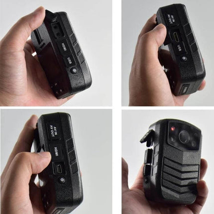 ZF902 Waterproof Mini DVR for Law Enforcement Recording - compact waterproof body camera held in hand showing HDMI USB ports and lens