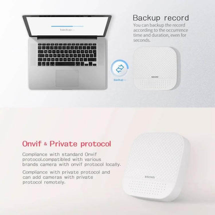 ESCAM PVR204 NVR for Monitoring IP Camera Systems Effectively backup record and Onvif compatibility with laptop remote viewing