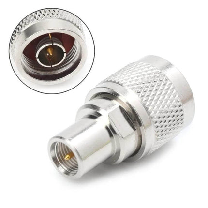 RF Coaxial Adapter with N Male to FME Connectors for Device Links - silver N male to FME male RF adapter for antenna and lab connections