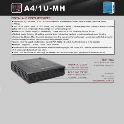 AHD Digital Video Recorder for Easy Remote Surveillance compact black DVR with XM cloud remote access description and features