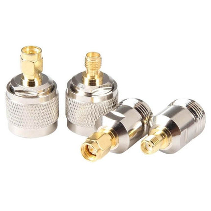 SMA to N RF Coaxial Adapter for Antenna and Radio Connections - 4-in-1 compact metal adapter set for reliable short-distance RF links