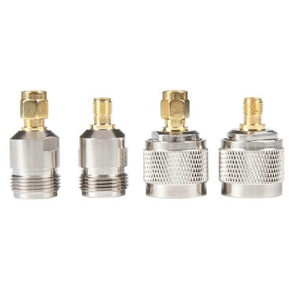 SMA to N RF Coaxial Adapter for Antenna and Radio Connections - 4-in-1 metal connector set, gold-plated SMA and N interfaces