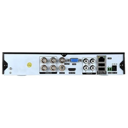 Bullet Outdoor Security Camera Kit with DVR and Night Vision rear DVR ports showing BNC video inputs, VGA, HDMI and LAN connections