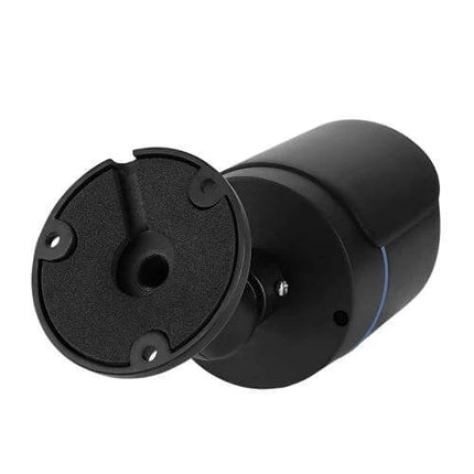 Bullet Outdoor Security Camera Kit with DVR and Night Vision - black bullet AHD camera with mounting base, night-vision outdoor surveillance setup