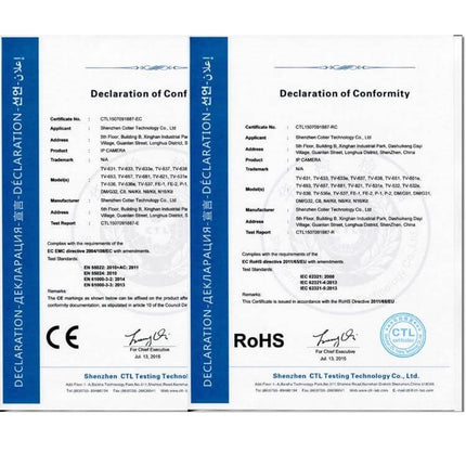 Versatile 8-Channel AHD DVR for Multi-Signal Security Monitoring with CE RoHS certification document image