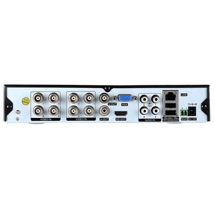 Versatile 8-Channel AHD DVR for Multi-Signal Security Monitoring rear panel showing 8 BNC inputs, VGA, LAN, audio and power ports