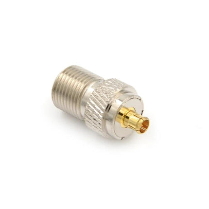 Straight F Female to MCX Male RF Coaxial Adapter, nickel-plated brass connector for antennas, CCTV and radio setups