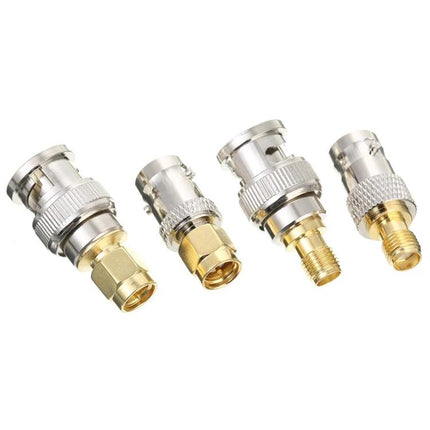 SMA to BNC RF Adapter Set - 4 Pieces for Electronic Connections, four metal BNC-SMA adapters for radio and lab use