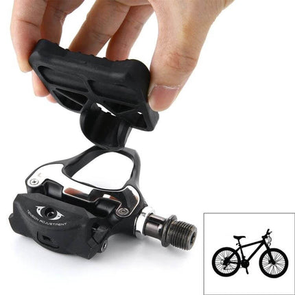 SPD-SL Locking Pedal Adapters for Road Bikes Casual Rides - hand installing lightweight adapter converting clipless pedal to platform for street shoes