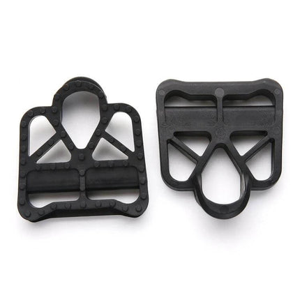 SPD-SL Locking Pedal Adapters for Road Bikes Casual Rides - black rubber clipless-to-platform adapters for street shoes, lightweight easy-install