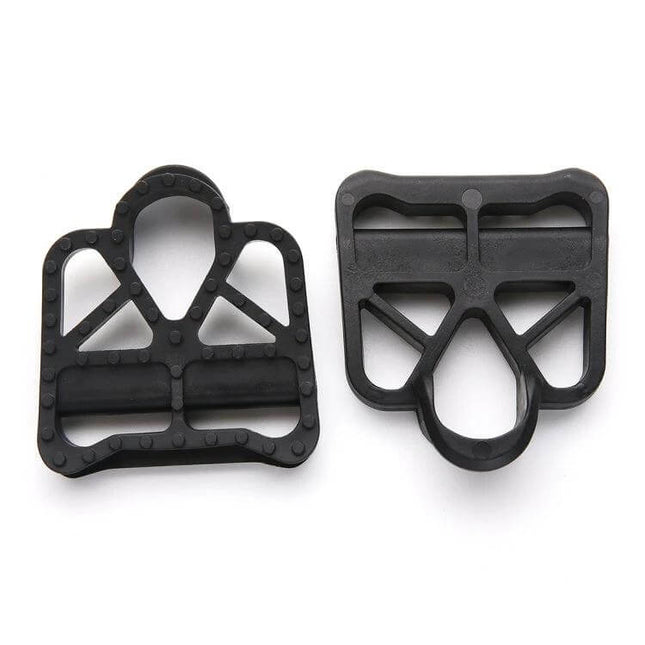 SPD-SL Locking Pedal Adapters for Road Bikes Casual Rides - black rubber clipless-to-platform adapters for street shoes, lightweight easy-install