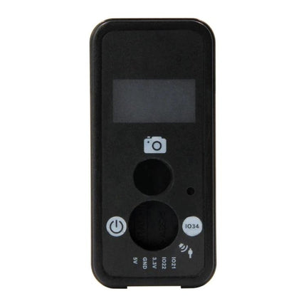 TTGO Black PVC Protective Case for T-Camera Module front view showing cutouts for screen, buttons and camera access