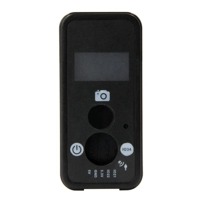 TTGO Black PVC Protective Case for T-Camera Module front view showing cutouts for screen, buttons and camera access