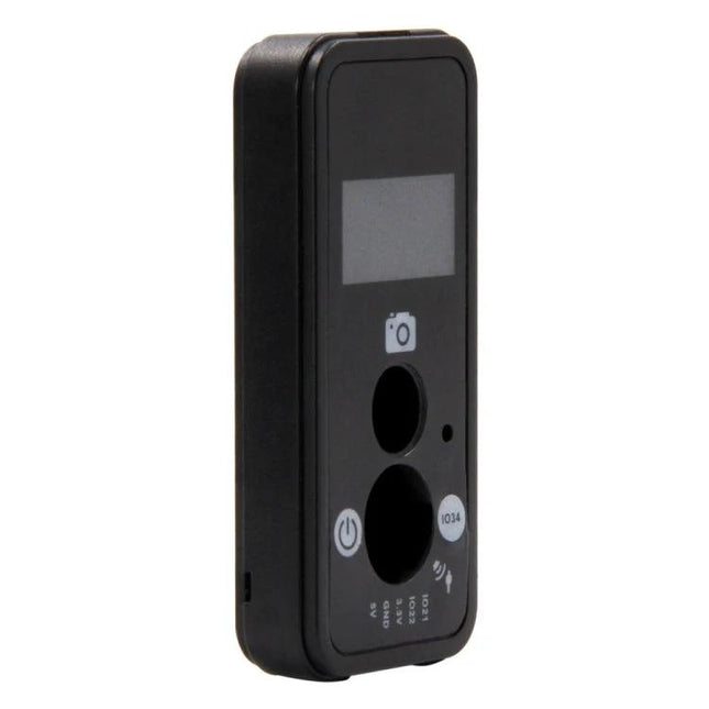 TTGO Black PVC Protective Case for T-Camera Module showing front panel openings for display, lens and buttons, durable dust-resistant protective shell