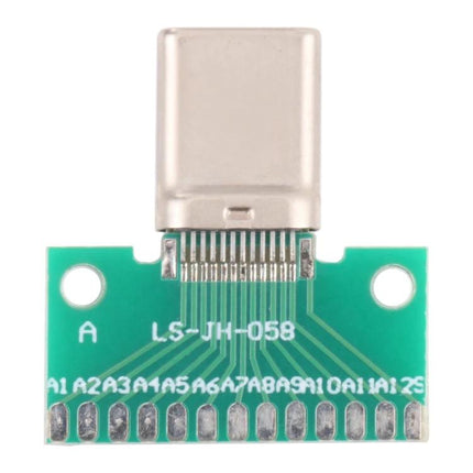 Double-Sided USB Type C Male Test Board for Device Repair showing USB-C connector and PCB contacts for troubleshooting ports