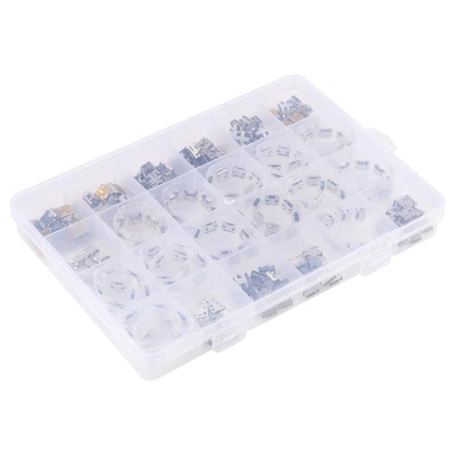 240-Piece Micro USB and Type C Charging Port Connector Set for Repairs in plastic organizer with assorted ports and components