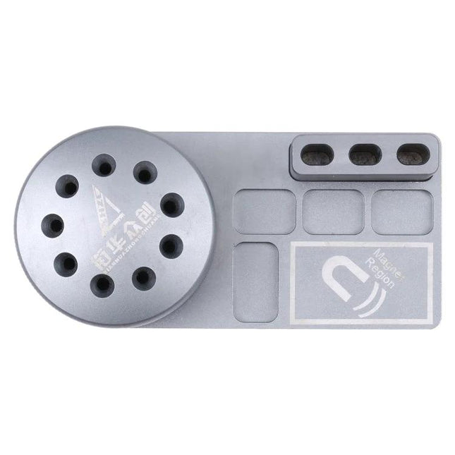 Magnetic Rotating Screwdriver Holder for Tool Organization with multiple magnetic slots and rotating circular module for organized screwdrivers and bits