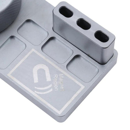 Magnetic Rotating Screwdriver Holder for Tool Organization with multiple slots and magnetic regions for screwdrivers and small parts
