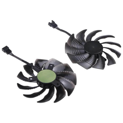 88mm Replacement Fan for Computer Graphics Cards showing two black GPU cooling fans with connectors for graphics card replacement