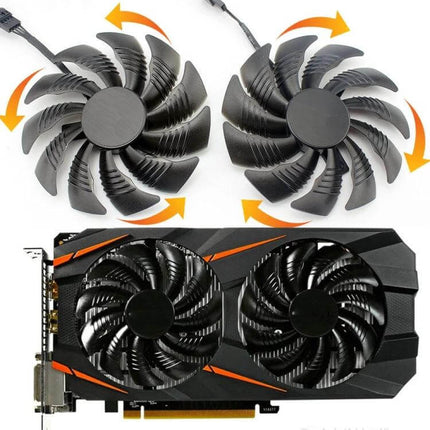88mm Replacement Fan for Computer Graphics Cards - dual black replacement GPU fans for cooling noisy or overheating graphics cards during gaming