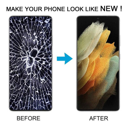 Samsung Galaxy S21 Ultra Screen for Everyday Repairs - replacement screen showing cracked before and restored after display