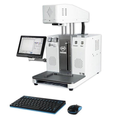 TBK Automatic Laser Marking Machine for Custom Engravings TBK-958C fiber laser marking machine with touchscreen, keyboard and mouse for small-scale metal engraving