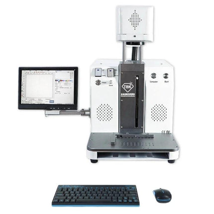 TBK Automatic Laser Marking Machine for Custom Engravings desktop fiber laser unit with monitor, keyboard and mouse for precise metal engraving