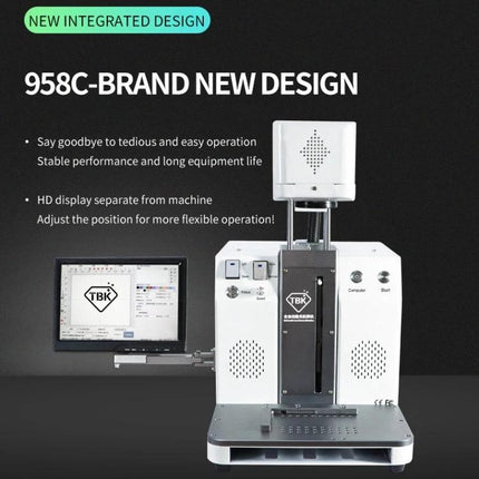 TBK Automatic Laser Marking Machine for Custom Engravings - TBK-958C fiber laser marking machine showing integrated design and separate HD display