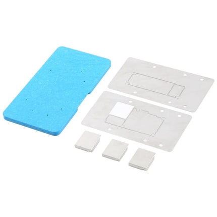 Kaisi Precision Reballing Stencil for iPhone 11 Mainboard Repair - stainless stencils with magnetic pads and foam holder for precise reballing