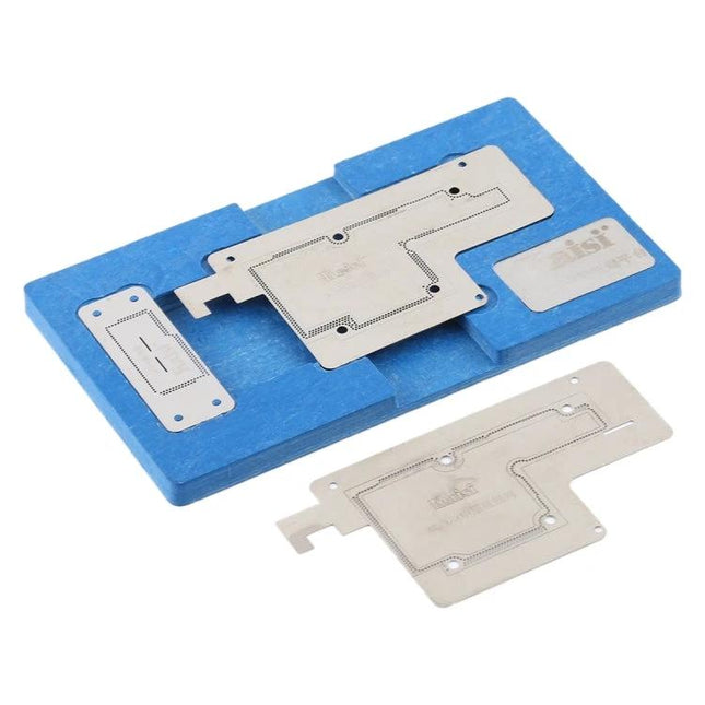 Kaisi Precision Stencil for iPhone X, XS, and XS Max Repairs - stainless steel soldering stencil on foam jig for precise component placement