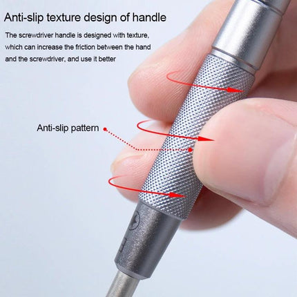 Y Shape Precision Screwdriver for Phone and Device Repairs showing anti-slip textured handle for precise phone and small electronics work