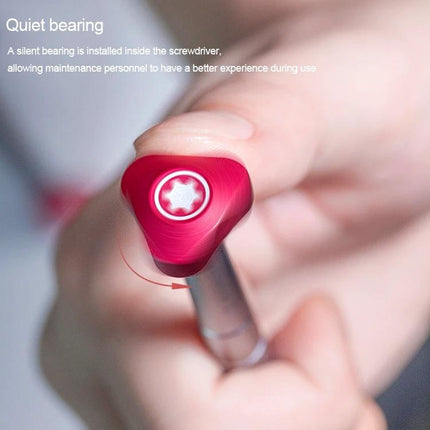 Y Shape Precision Screwdriver for Phone and Device Repairs shown close-up with red Y-shaped tip and quiet bearing for precise phone and device repair