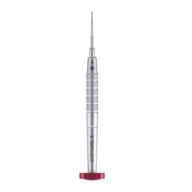 Precision Phillips Screwdriver for Phone and Device Repair - slim silver phone repair tool with knurled grip and red base