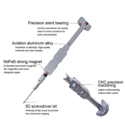 Qianli Torx Screwdriver for Smartphone and Gadget Repair - precision aluminum handle, NdFeB magnet, CNC bit for phone and tablet repair