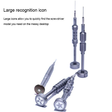 Qianli Torx Screwdriver for Smartphone and Gadget Repair - close-up of i-Thor S2 set with large recognition icons and slim precision tips