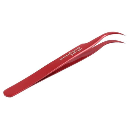 Mechanic Curved Tweezers for Precision Repair and Assembly - red curved precision tweezers for electronics and delicate component handling