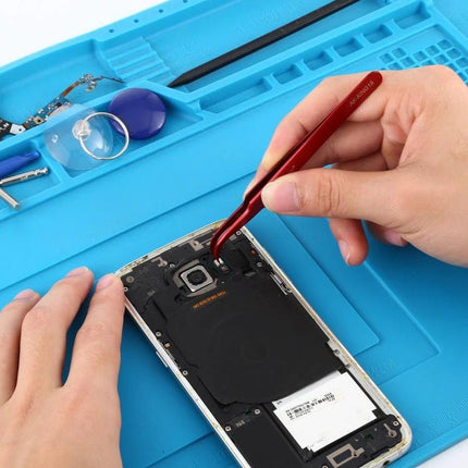 Mechanic Curved Tweezers for Precision Repair and Assembly used to handle small smartphone components during electronics repair