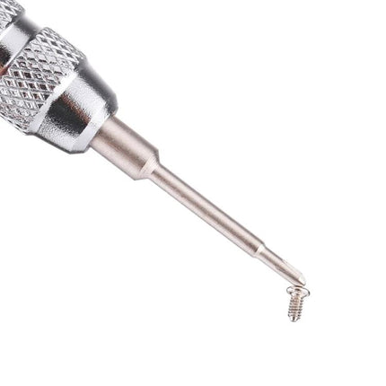 Professional 8-in-1 Repair Tool Set for Electronic Devices showing precision screwdriver holding small screw for smartphone and tablet repairs