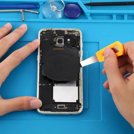 Spahr K7 Stainless Steel Ruler for Phone Repair Tool measuring smartphone components during precise phone repair
