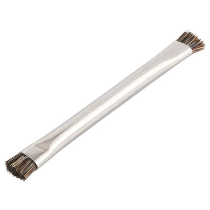 Double Head Cleaning Brush for Electronics and Keyboards - slim metal handle with dual small bristle heads for keyboard and electronics dust removal