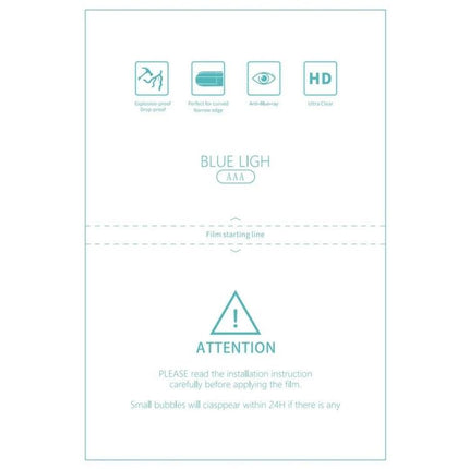 Anti-Blue Ray TPU Film Set for Screen Eye Protection, 50 Pieces - blue light protective film instructions packaging image