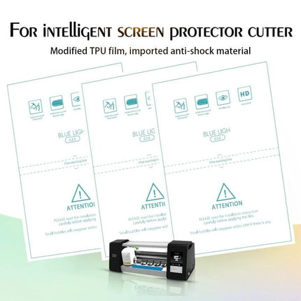 Anti-Blue Ray TPU Film Set for Screen Eye Protection, 50 Pieces - 50-pack blue light TPU screen protectors with cutter for reducing eye strain